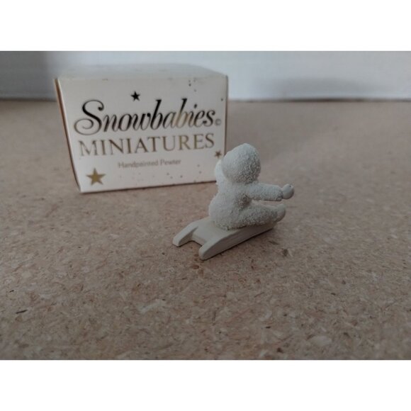 Snowbabies Miniatures "Give Me A Push!" Handpainted Pewter Figurine With Origina - Picture 5 of 6